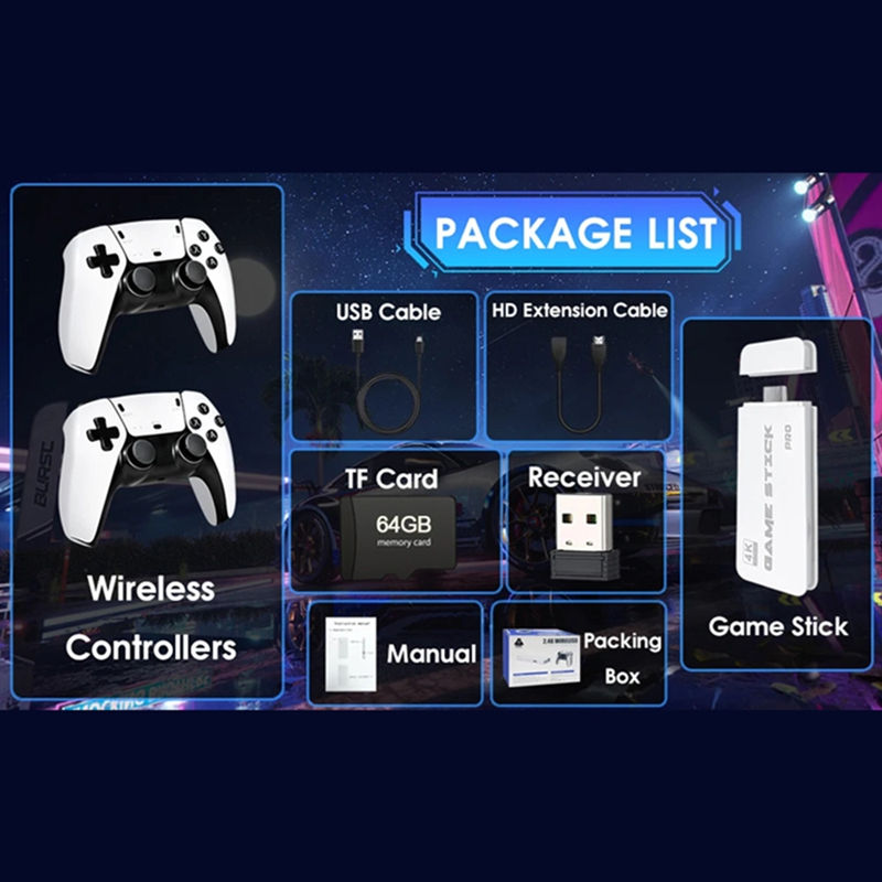 Miniatura: M15 4K TV Game Stick 64GB Built-in 3/40000+ Retro Games Console with Wireless Ga