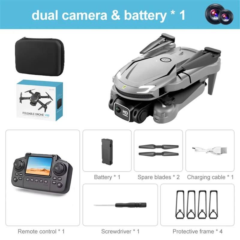 Miniatura: DLI Drone V88 4K Display Dual Camera FPV WiFi Foldable Altitude Hold Remote-Cont