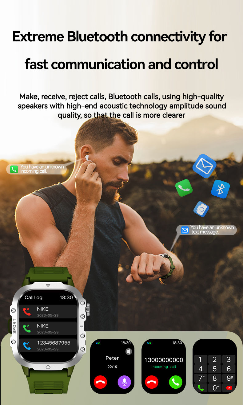 Miniatura: LAXASFIT 2025 New Military Smart Watch Men Outdoor Sports Fitness Tracker Health
