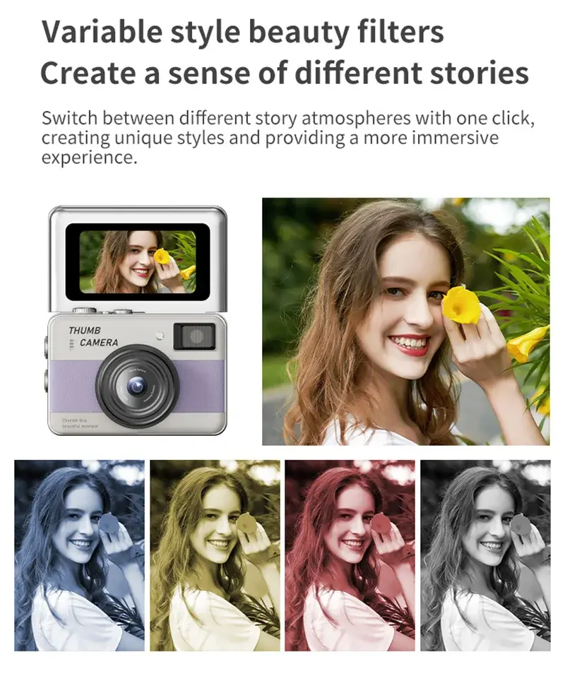 Miniatura: Lenovo 4K CCD HD Camera One-Touch Photo Mini Camera Thumb-Sized Camera Flip-Cove