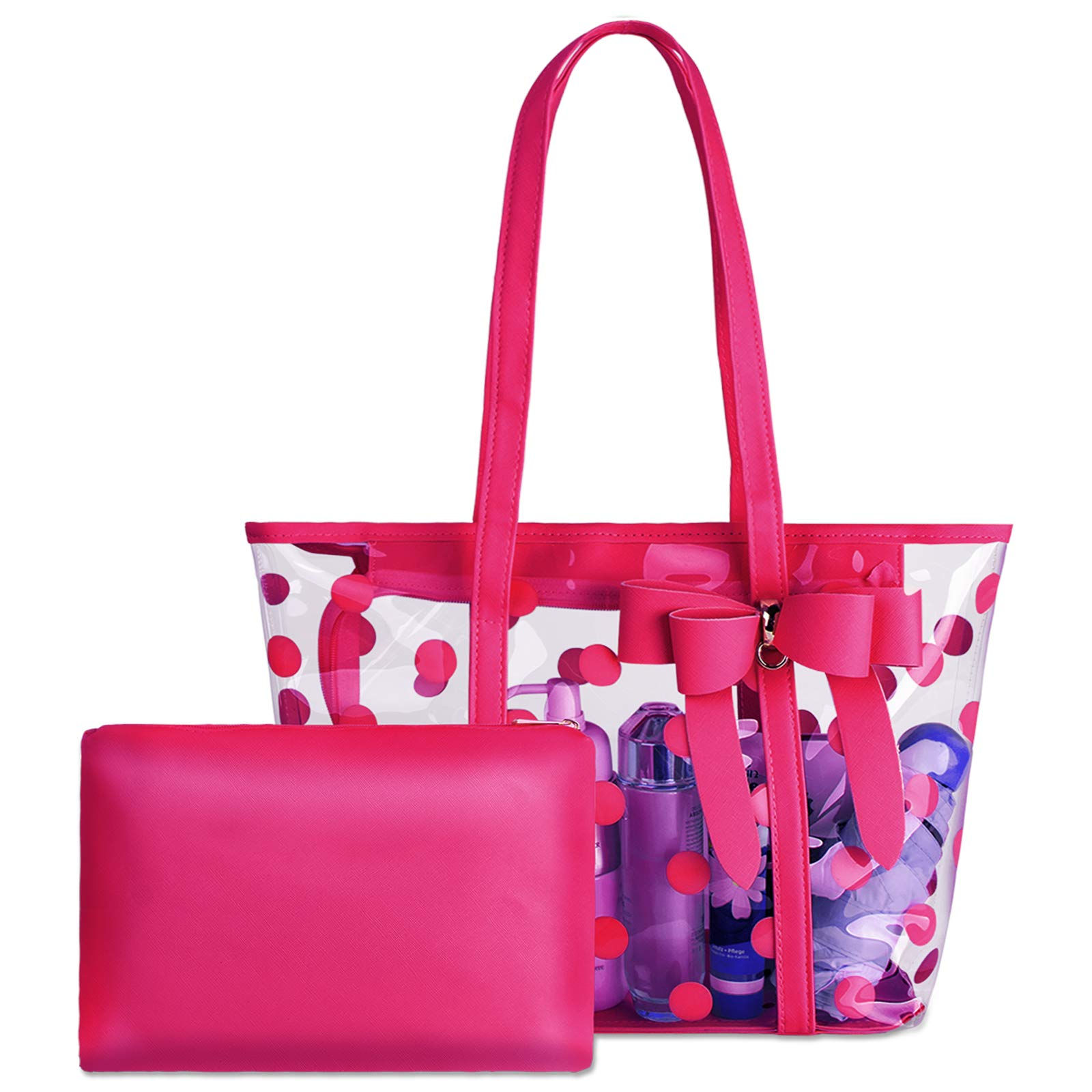 Women Waterproof PVC Clear Tote Bags Shoulder Handbag Beach Bag Shopping Work Ba