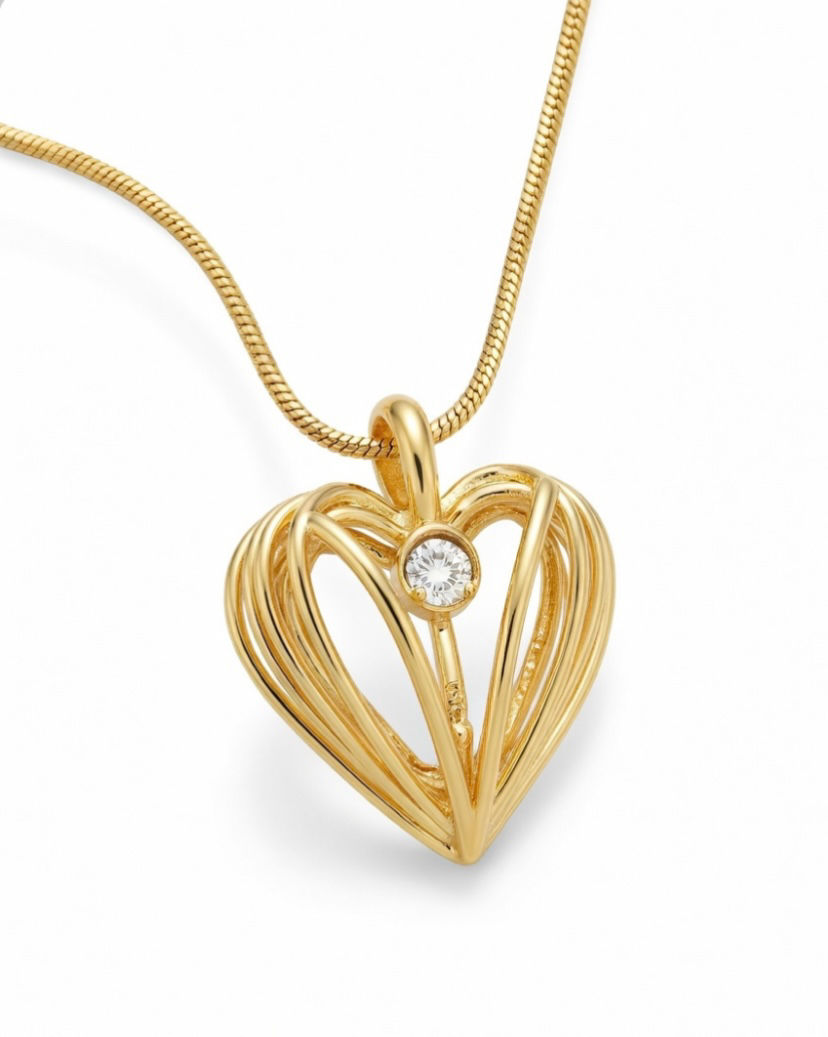 Radiant Open Heart Crystal Pendant Necklace