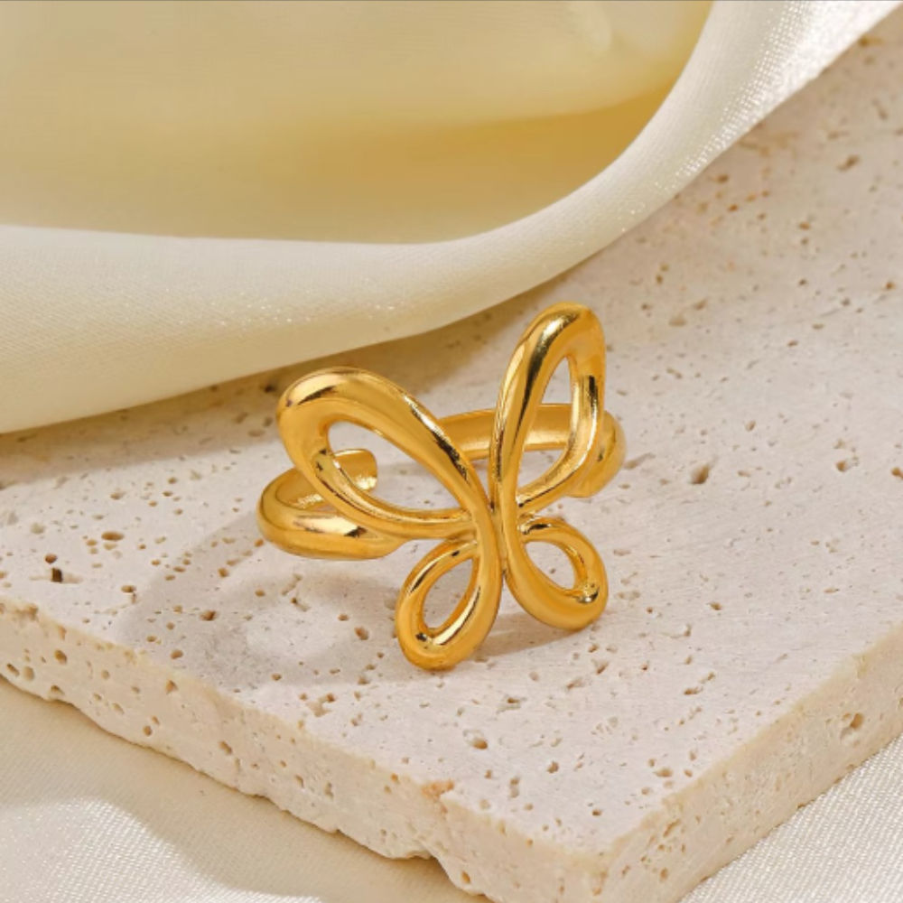 Adjustable Gold Butterfly Ring