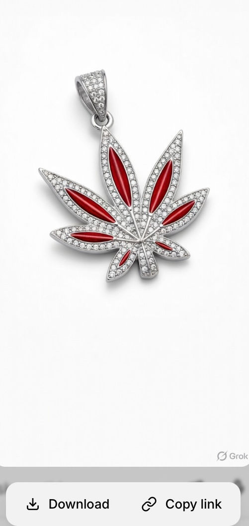 Crimson Leaf Diamond-Encrusted Pendant