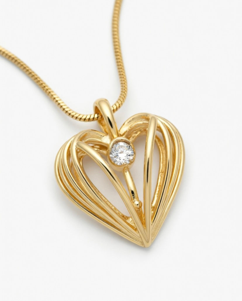 Radiant Open Heart Crystal Pendant Necklace