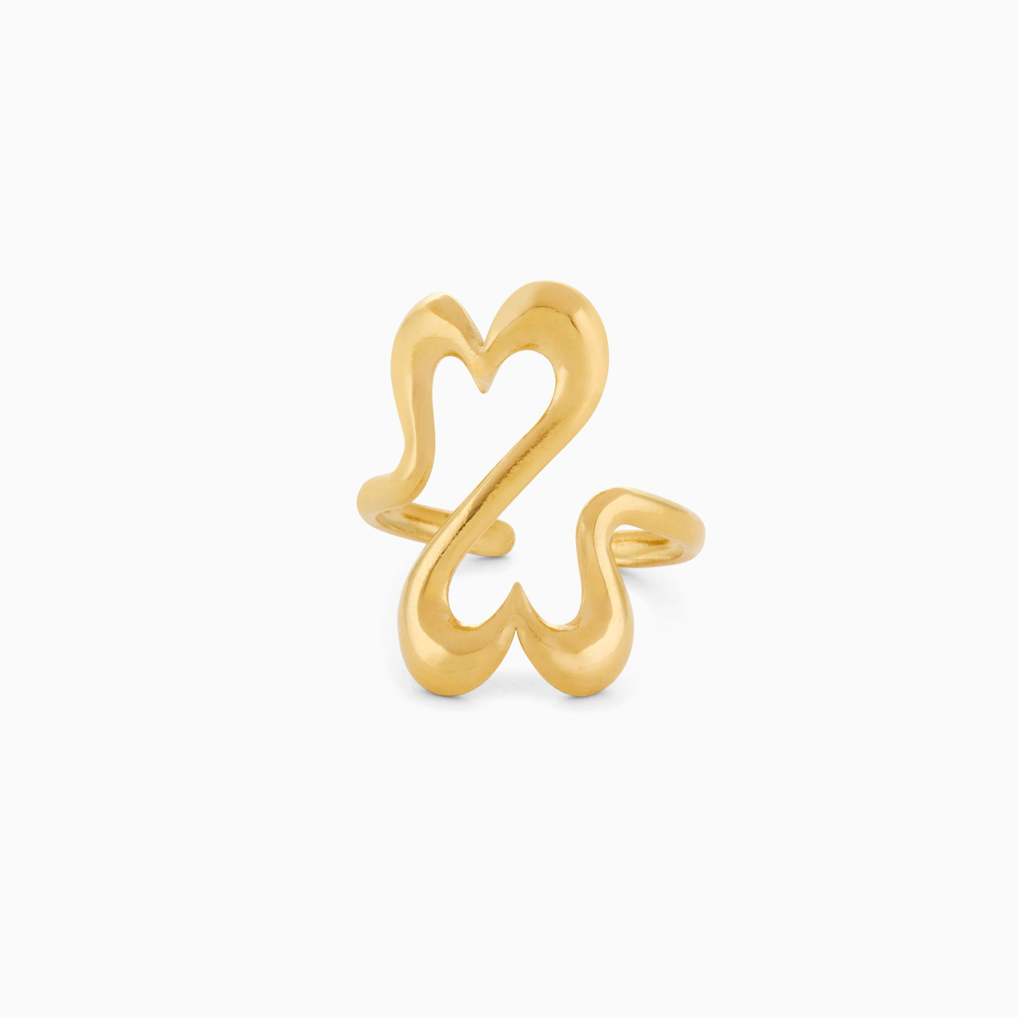 Elegant Gold Heart Wave Ring