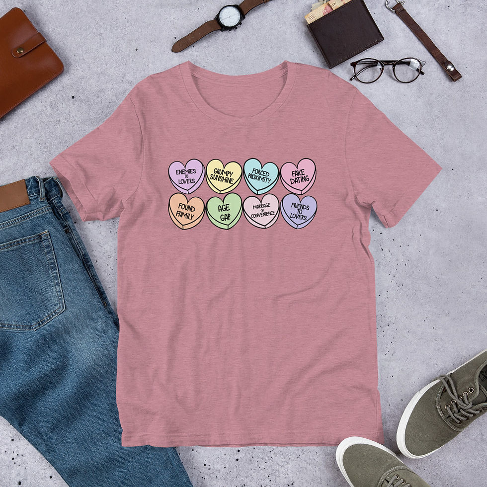 Thumbnail: Book Trope Lover Hearts Unisex t-shirt