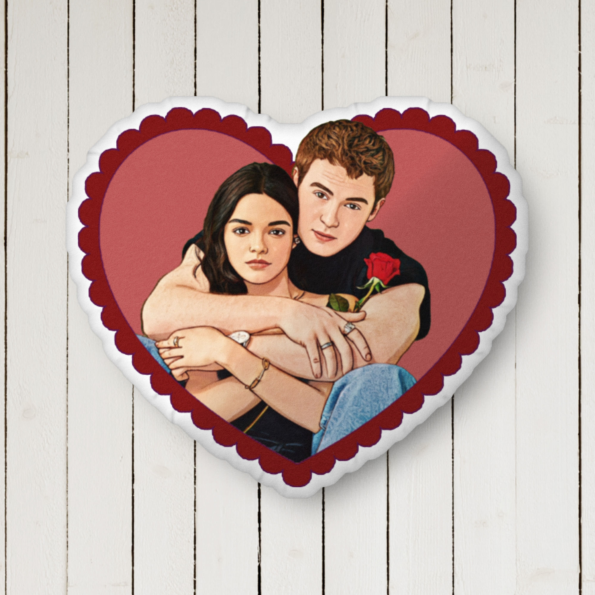 Romeo and Juliet Broadway  Kit Connor and Rachel Zegler Custom-shaped pillow