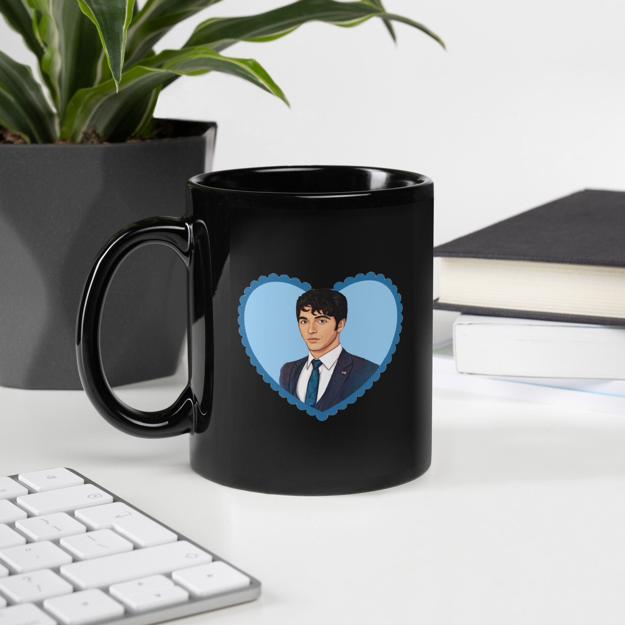 Red White and Royal Blue Alex Black Glossy Mug