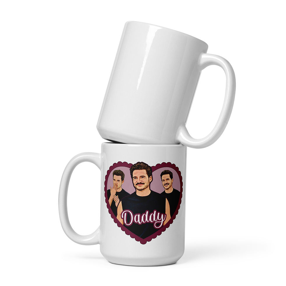Thumbnail: Pedro Pascal Daddy Heart White glossy mug