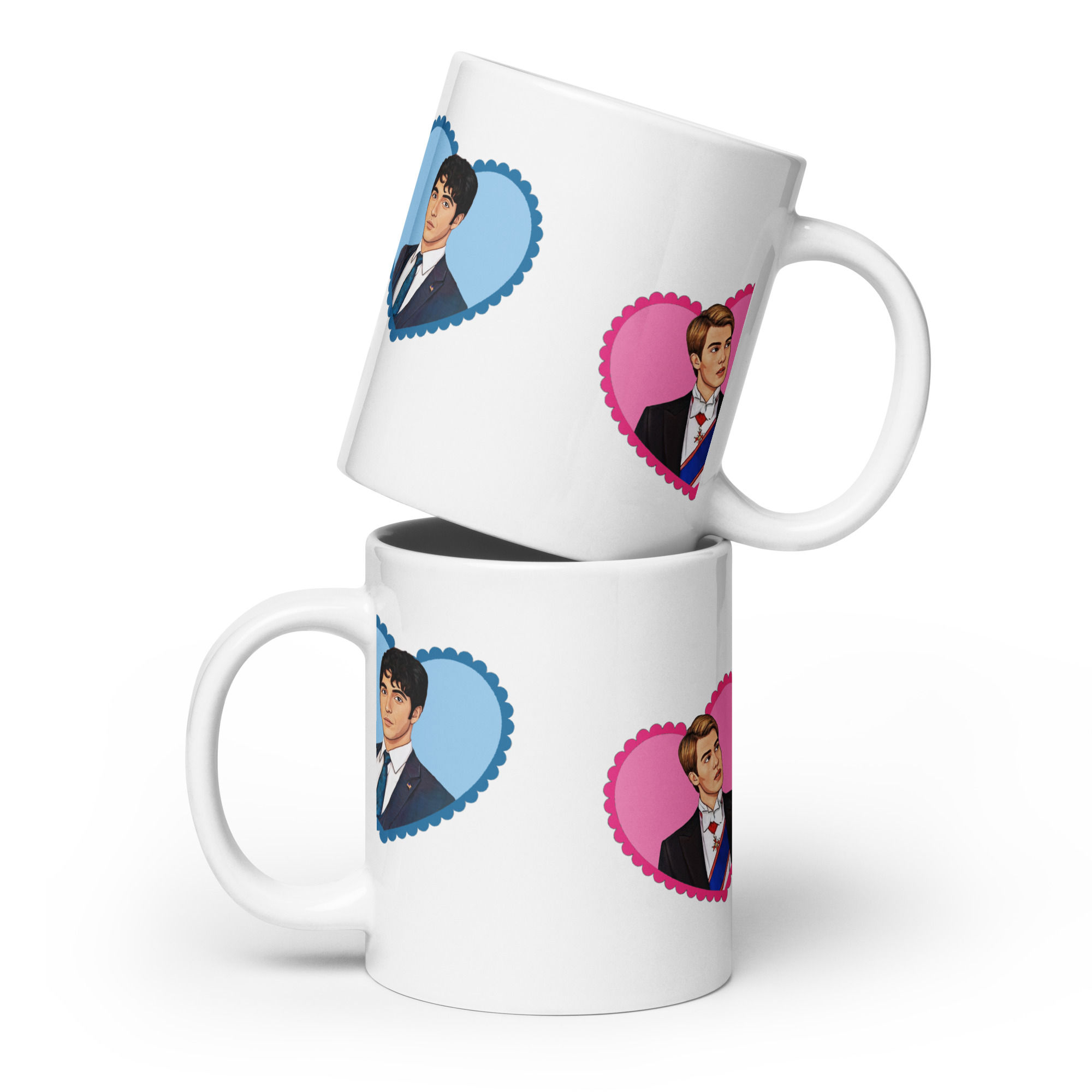 Red White and Royal Blue Henry and Alex White glossy mug