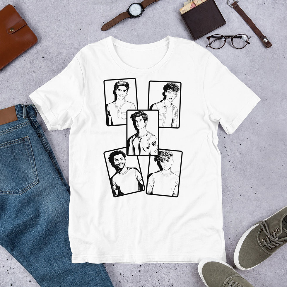 Thumbnail: August Moon Band Cartoon Black and White Unisex t-shirt