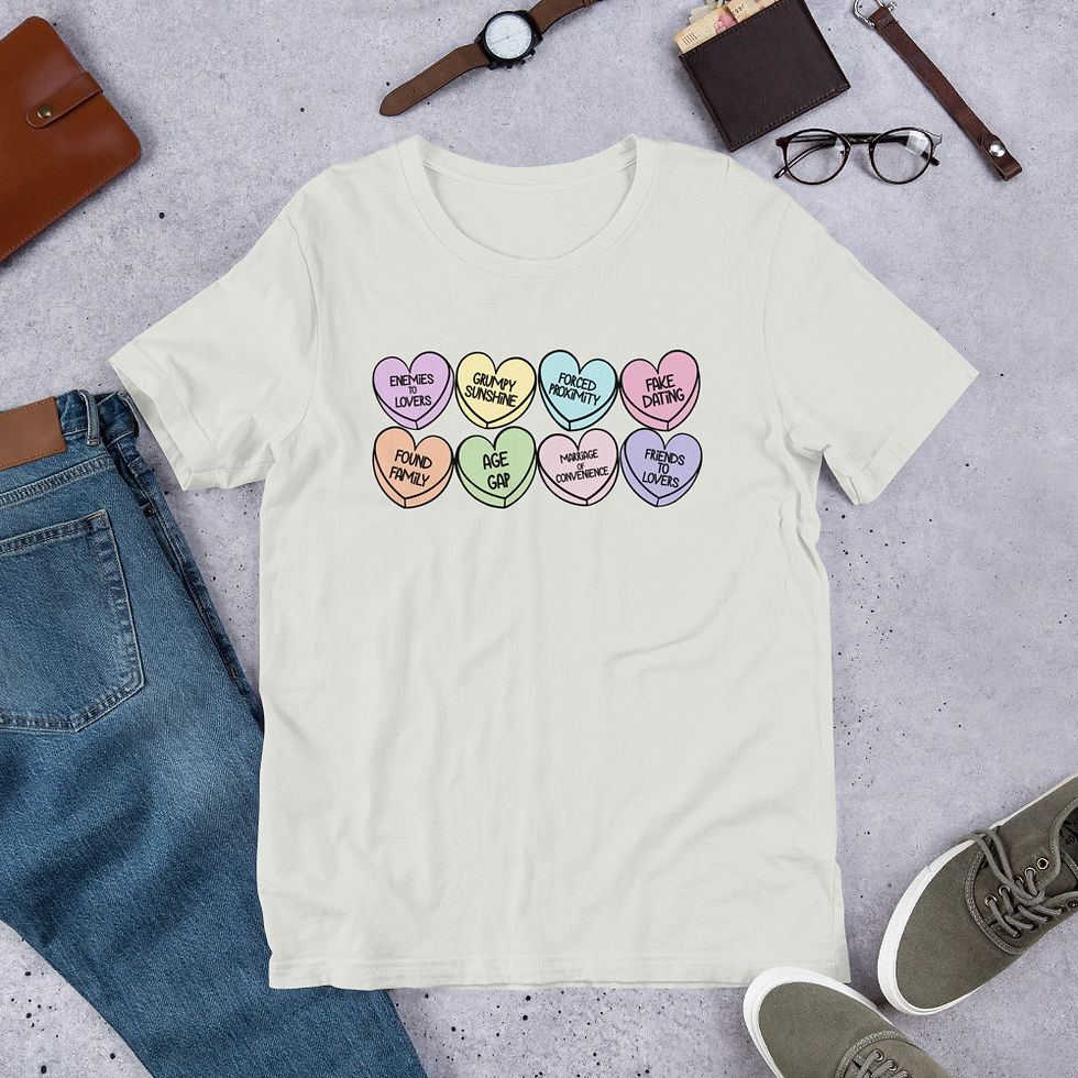 Thumbnail: Book Trope Lover Hearts Unisex t-shirt