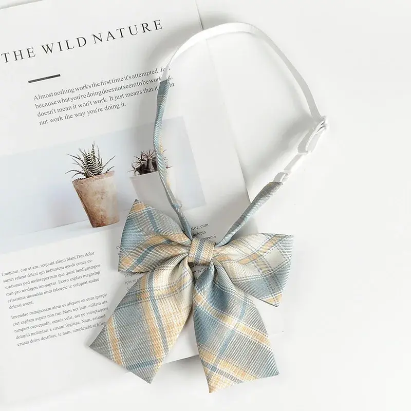 Thumbnail: Women's Pre-Tied Plaid Bow Tie – Vintage College & Preppy Style