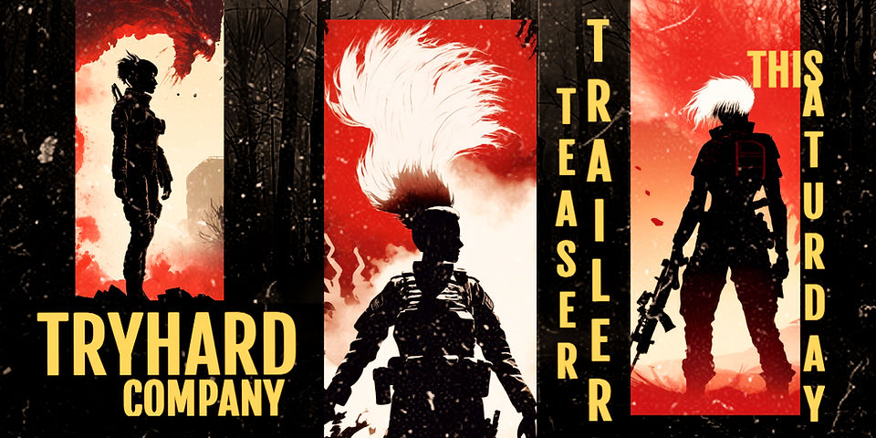  a female warrior with mohawk hair is ready to battle in the series TRYHARD COMPANY. "TRYHARD COMPANY," "TEASER TRAILER," "THIS SATURDAY," "CRAWL or DIE", "Nicole Alonso," "Oklahoma Ward," "sci-fi," "horror,"