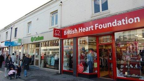 British Heart Foundation, Ofxam, High Street Charity Shops