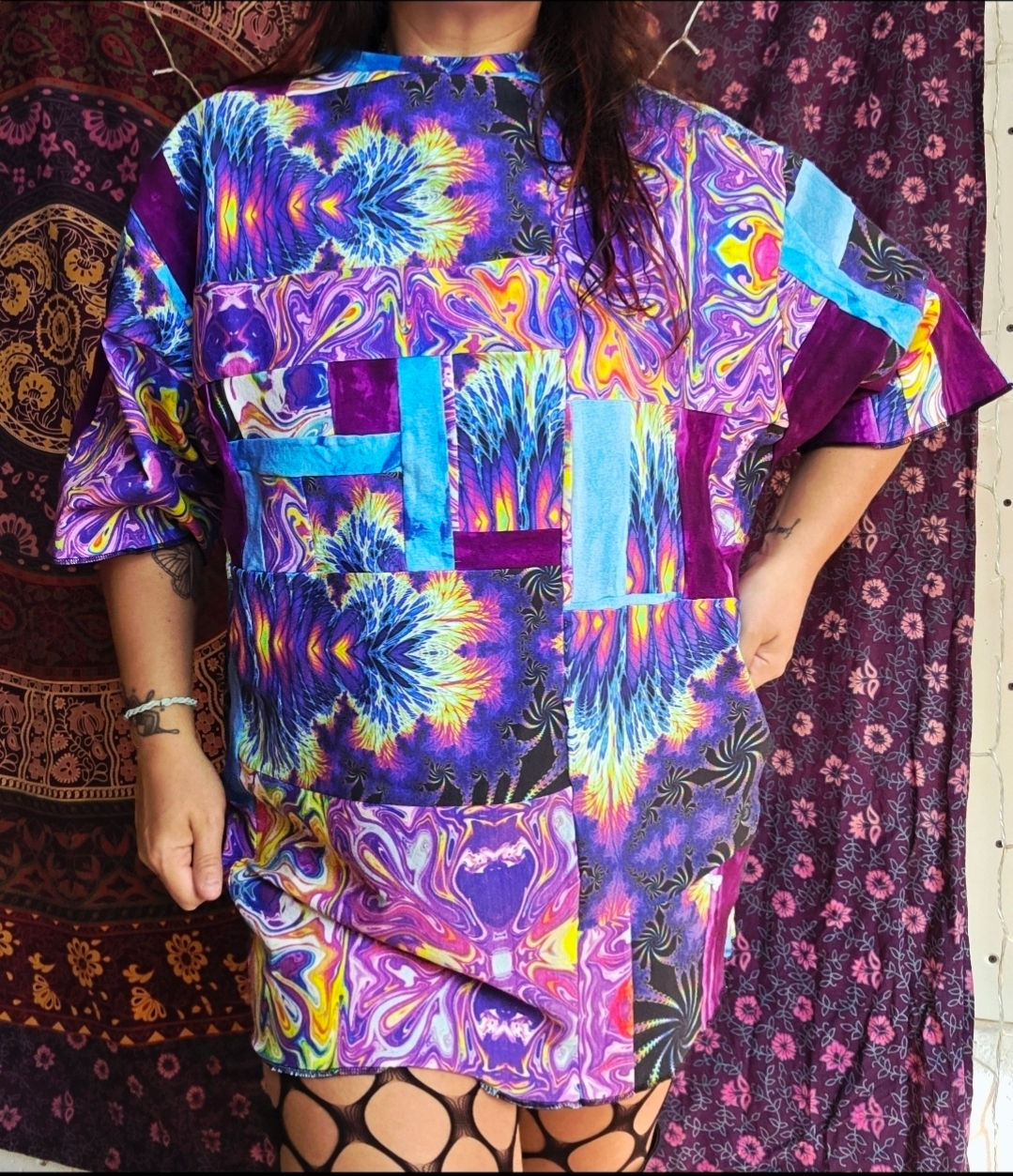 Neon Trip Patchwork Boyfriend Tee