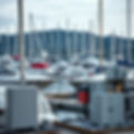 Marina with yachts and fueling station