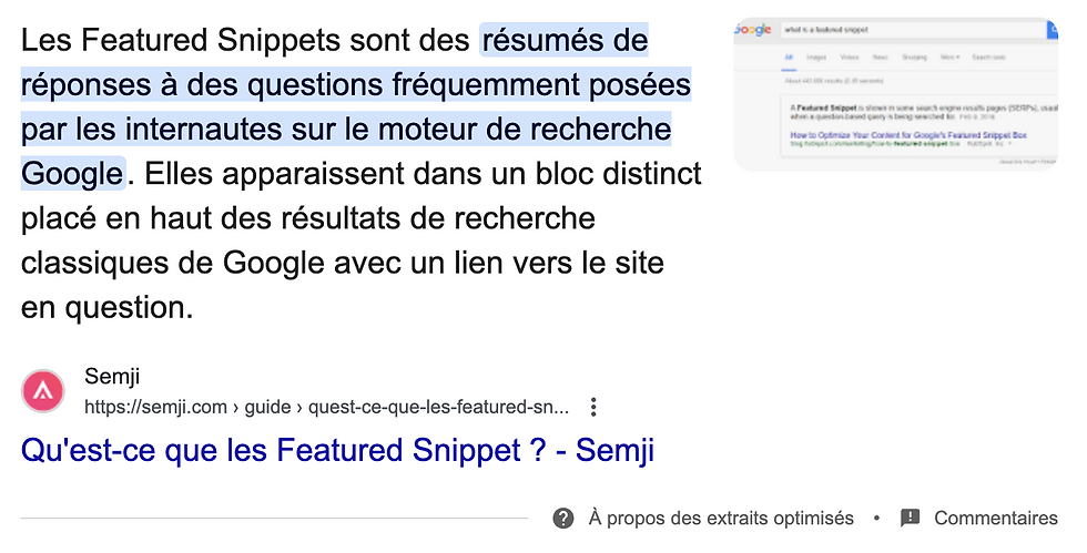 Exemple de featured snippet