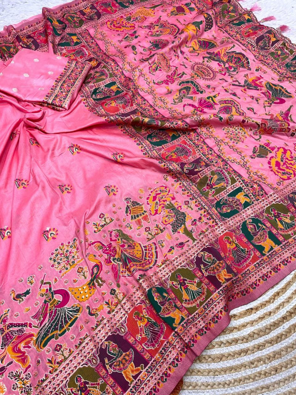 Thumbnail: Pure Pashmina Rajwadi saree