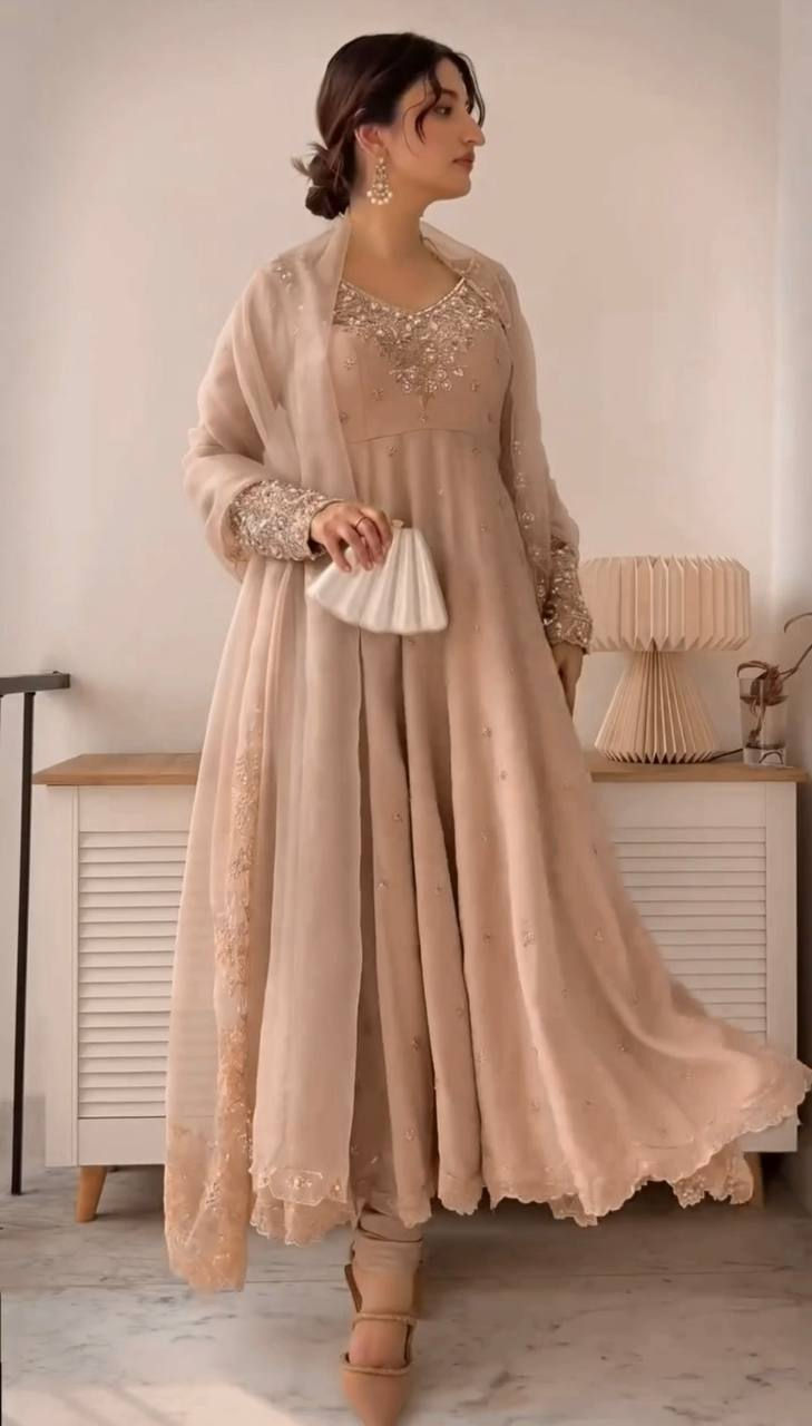 Thumbnail: Desinger beautiful gown with heavy embroidery work 