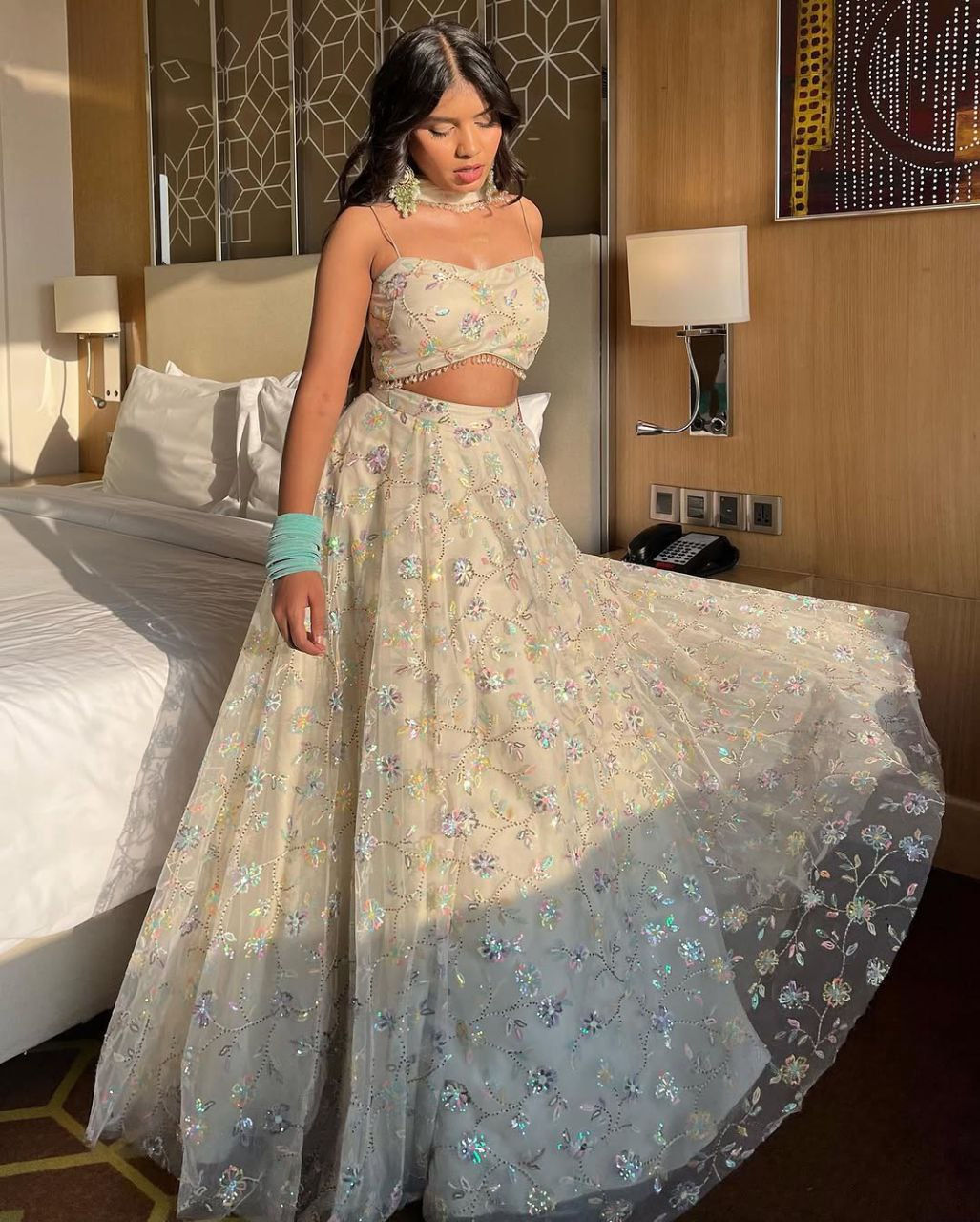 Tabby silk lehenga