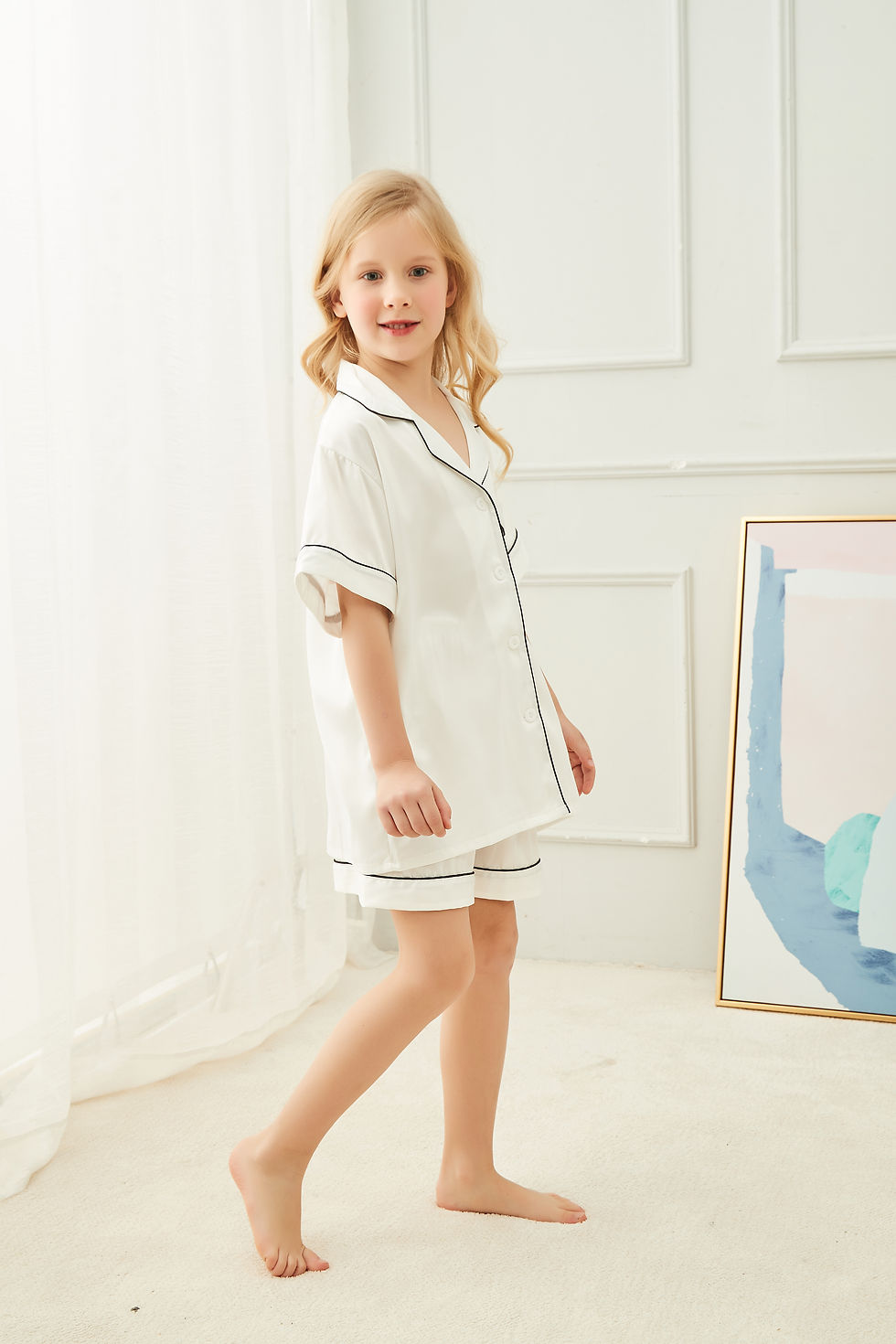 Thumbnail: Satin Piped Pyjama Shorts Set