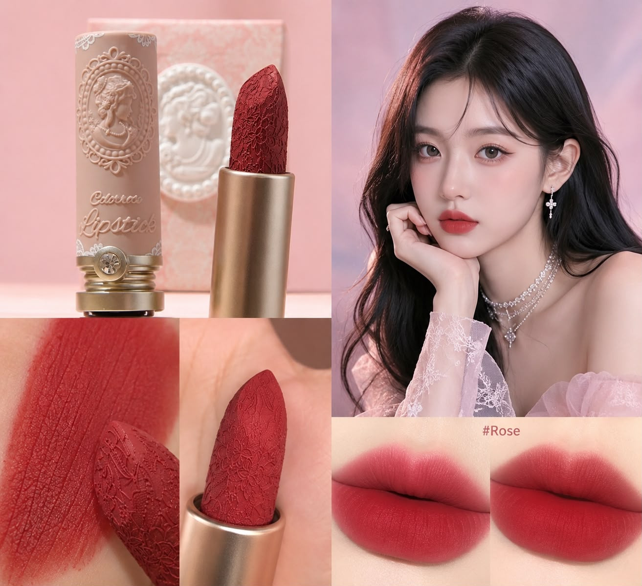 Lipstick Rojo matte Color Rose