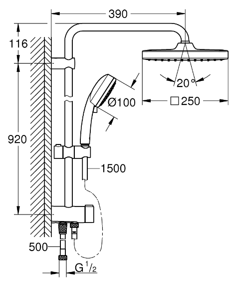 Миниатюра: Душевая система GROHE Tempesta Cosmopolitan (26694000)