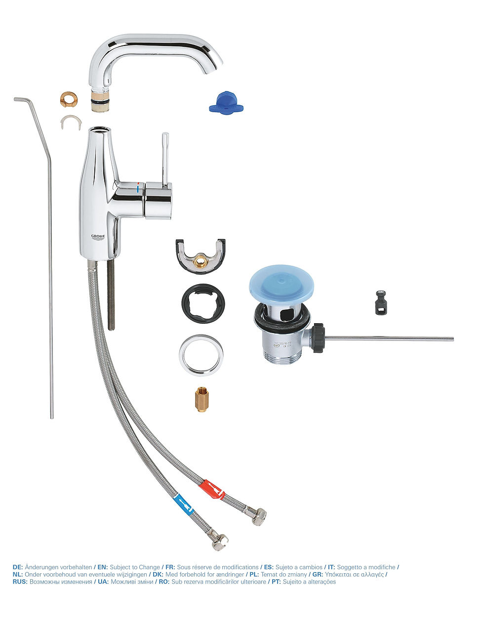Миниатюра: Смеситель для раковины GROHE Essence+ с донным клапаном,М размер (23462001)