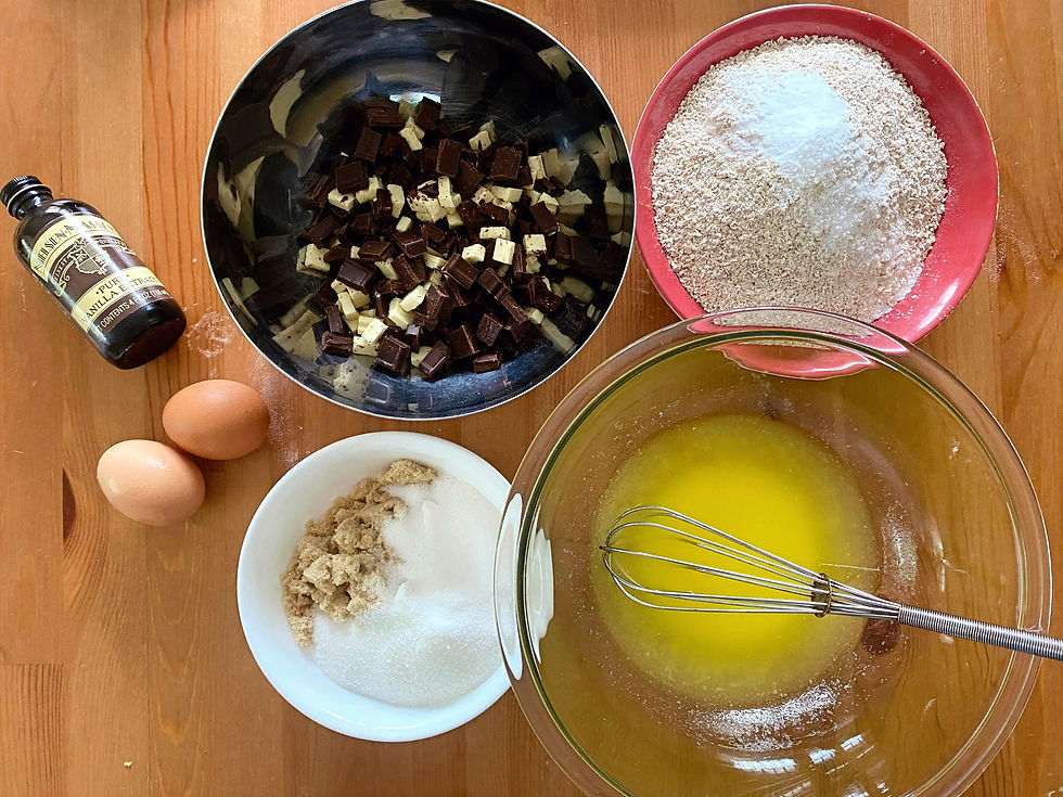 Raw Ingredients for Chocolate Chunk Cookies