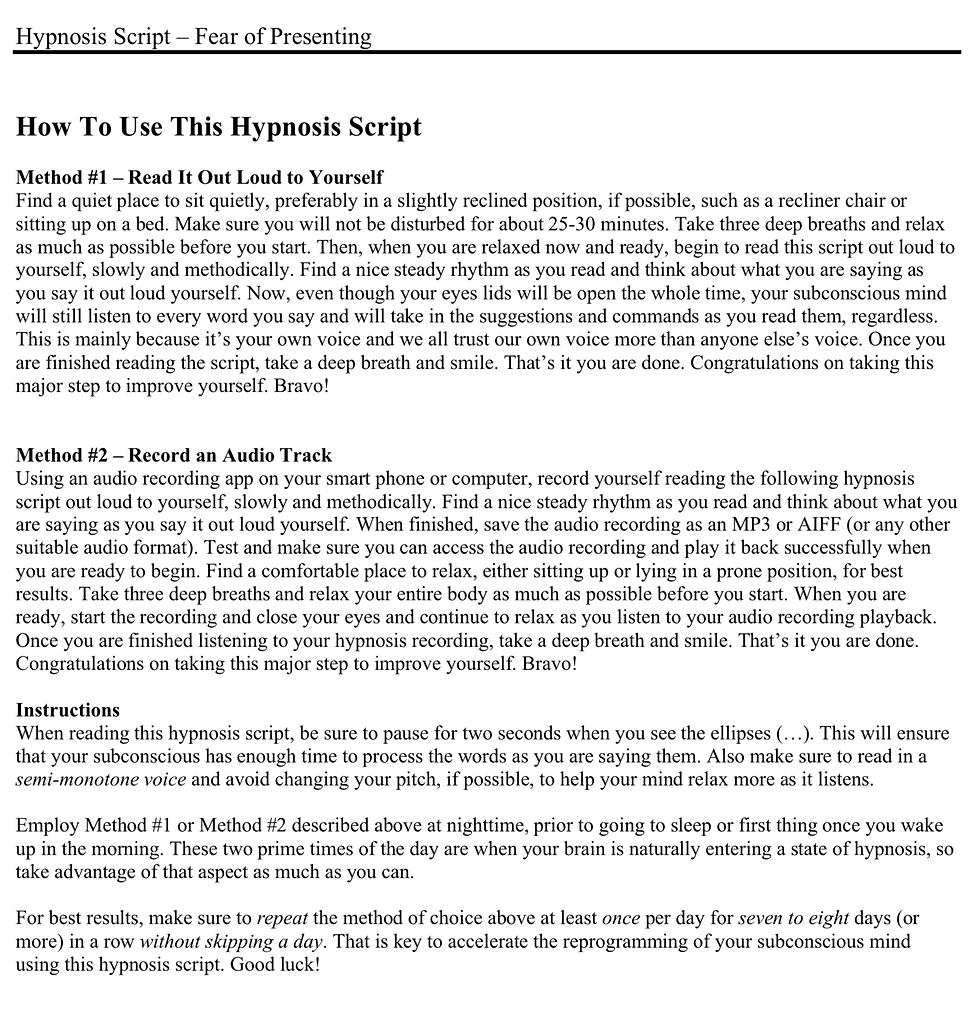 Thumbnail: Fear of Presenting - Hypnosis Script