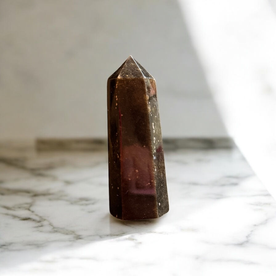 Gold Sheen Obsidian Tower 9cm high