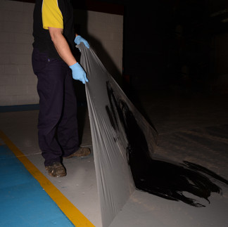 floor is protected by paint spill with Protectapeel