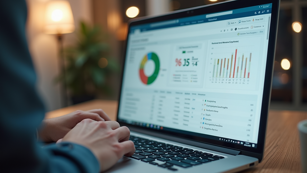 Close-up view of a laptop screen showing HR software dashboard