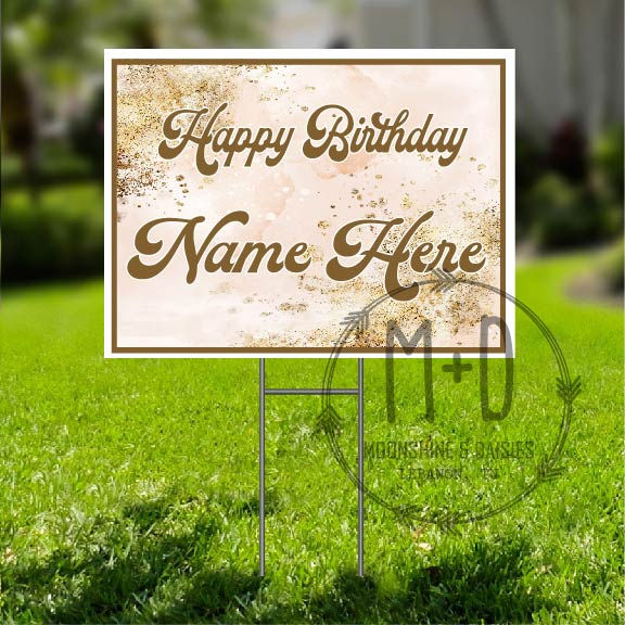 Gold and Pink Birthday Sign