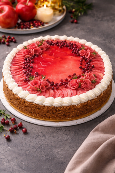 Latvijas svētku kūka , rupjmaizes torte ar Latvijas rudens āboliem un dzērvenēm 