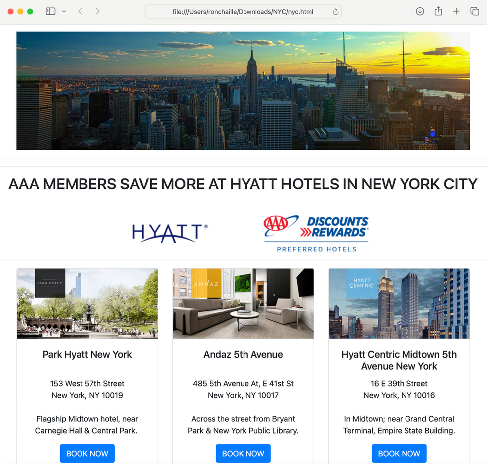 Hyatt AAA Regional Website