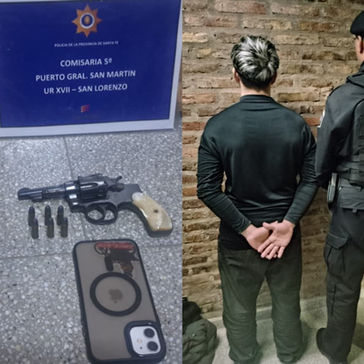 Puerto San Martín: detuvieron a un joven de 19 años que andaba con un revólver cargado por la calle