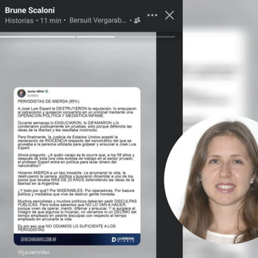 Polémica en Bermúdez: la concejal libertaria Brunela Scaloni reposteó un mensaje de Milei contra periodistas