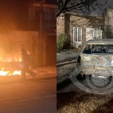 Un auto se incendió por completo durante la madrugada en Fray Luis Beltrán