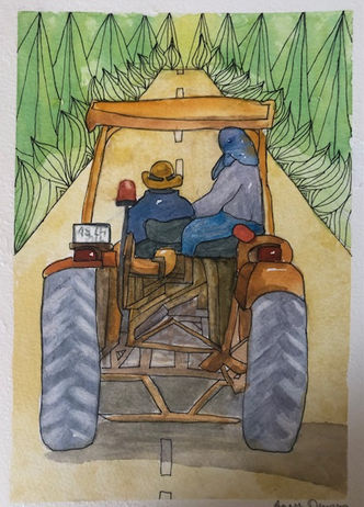 Tractor - Blue headscarf