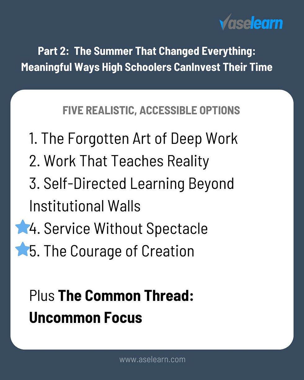 Five realistic, accessible options for high schoolers to spend their summer.
