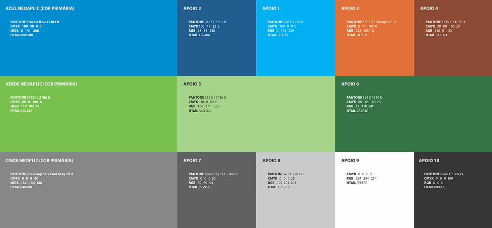 Paleta de cores da marca Neoaplic