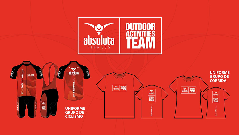 Uniformes do grupo de ciclismo da Academia Absoluta Fitness