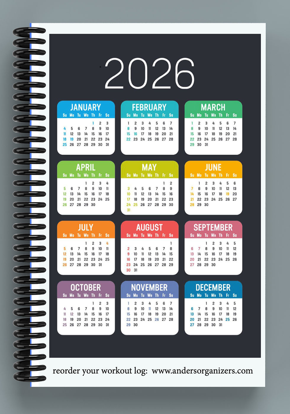 Thumbnail: 2026 Undated Weekly WorkoutDiary: Black Burlap
