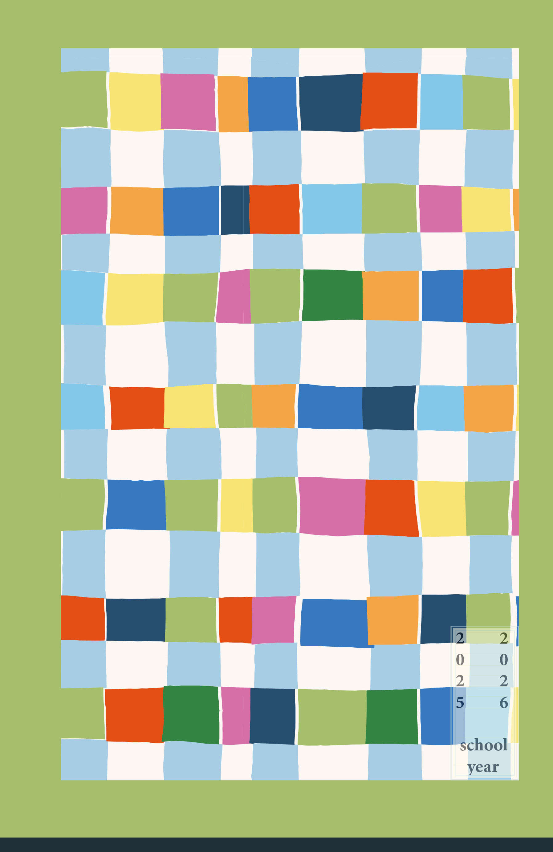 2025-2026 Undated Six Subject Lesson Planner: Multi-Colored Basketweave