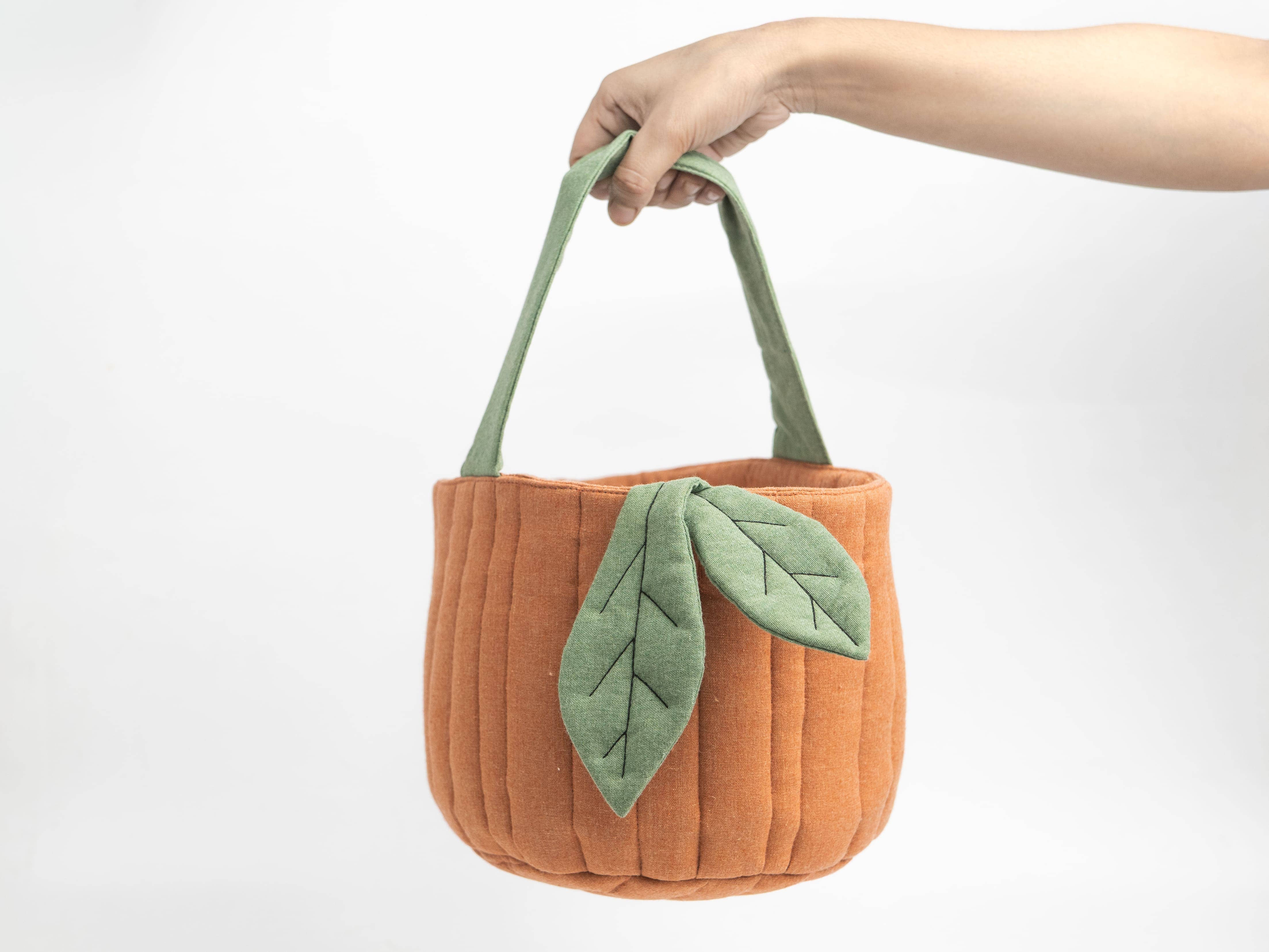 Handcrafted quilted pumpkin basket