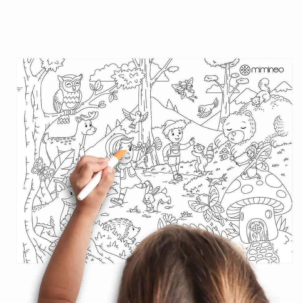 Thumbnail: Silicone Reusable Coloring Mat & Markers Set - Enchanted Forest