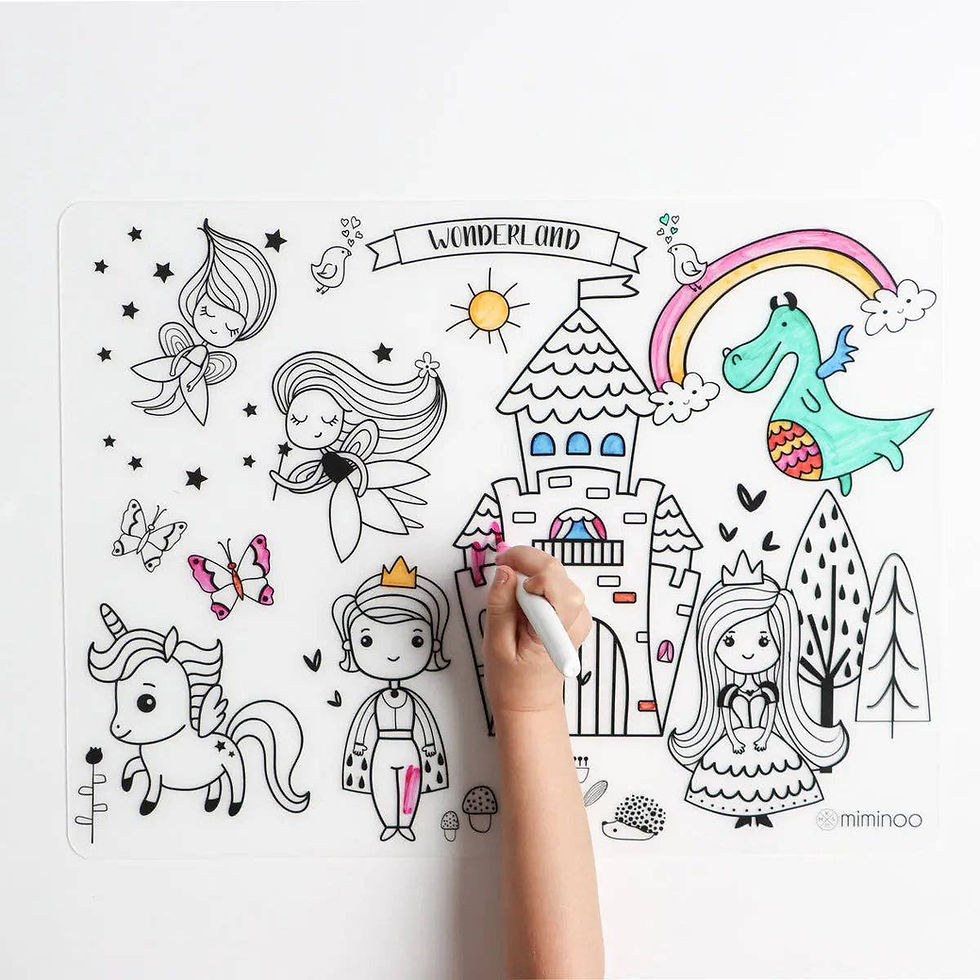Thumbnail: Silicone Reusable Coloring Mat & Markers Set - Wonderland